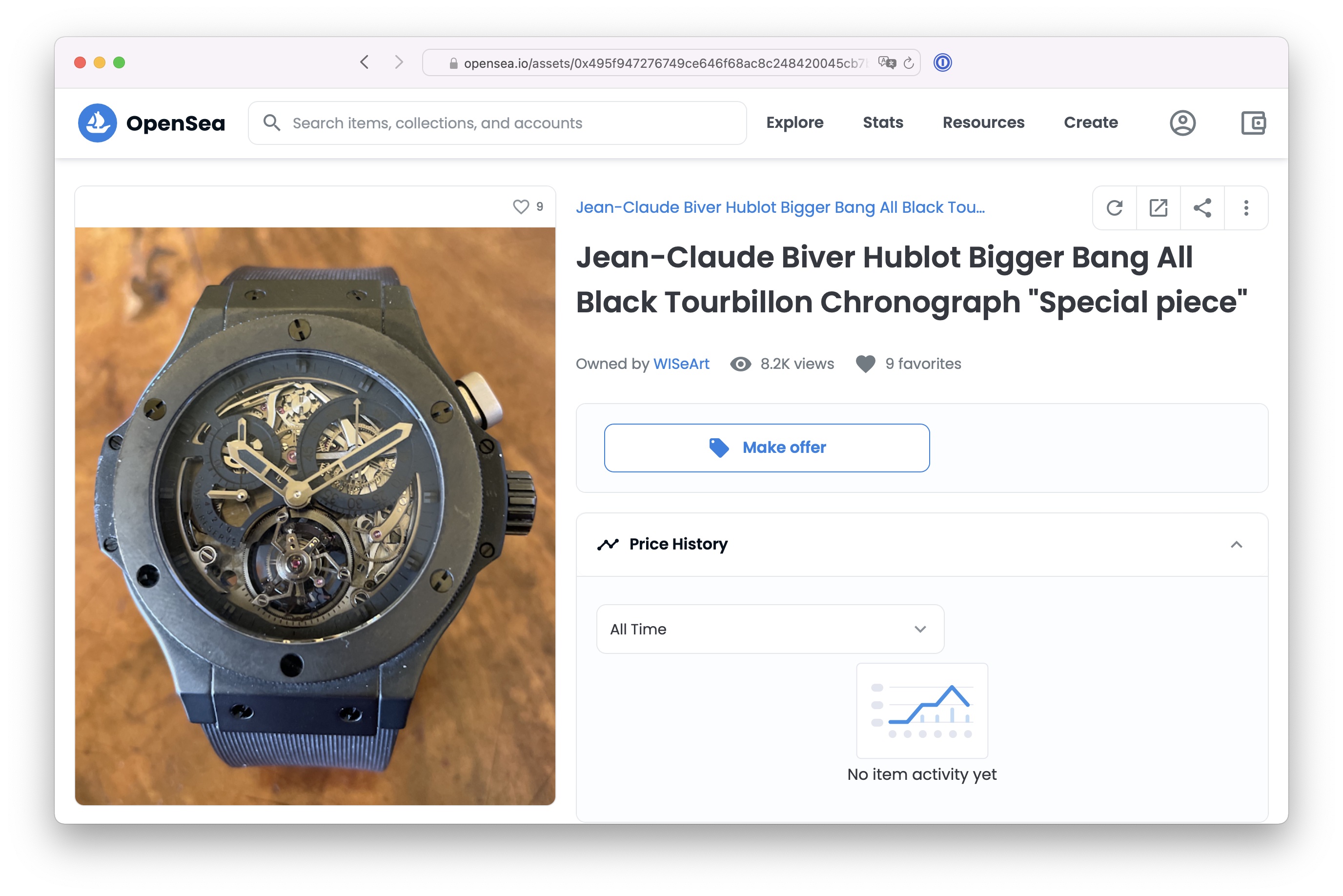 Jean-Claude Biver Hublot Bigger Bang All Black Tourbillon Chronograph “Special piece”