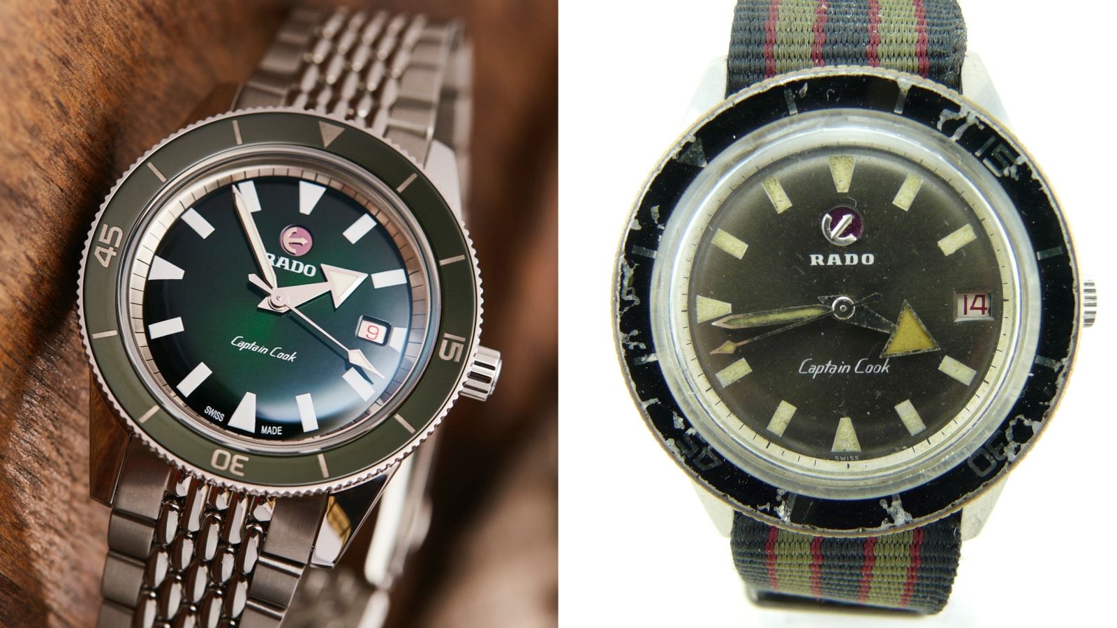 Comparison of Rado Captain Cook watch 2019 and 1962