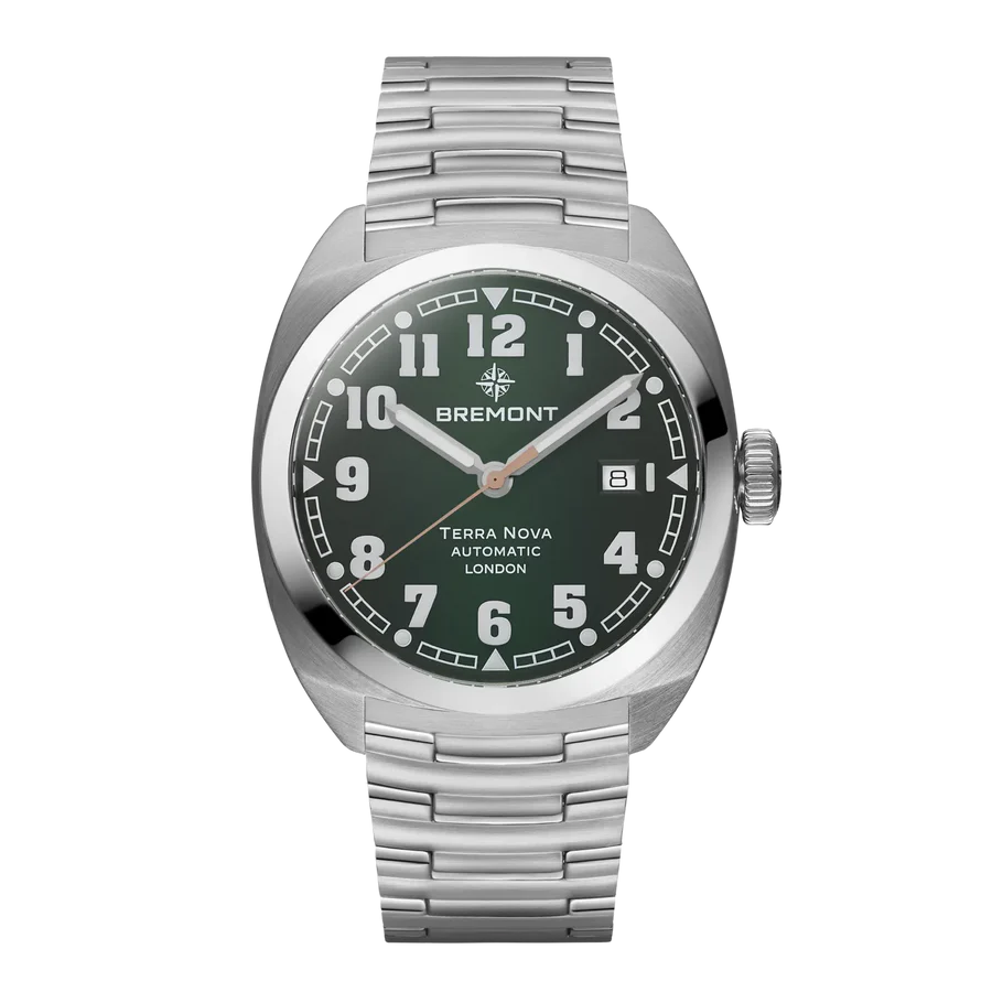 
          Bremont Terra Nova 40.5 Date, green dial (Ref. TN40-DT-SS-GN-B)
        