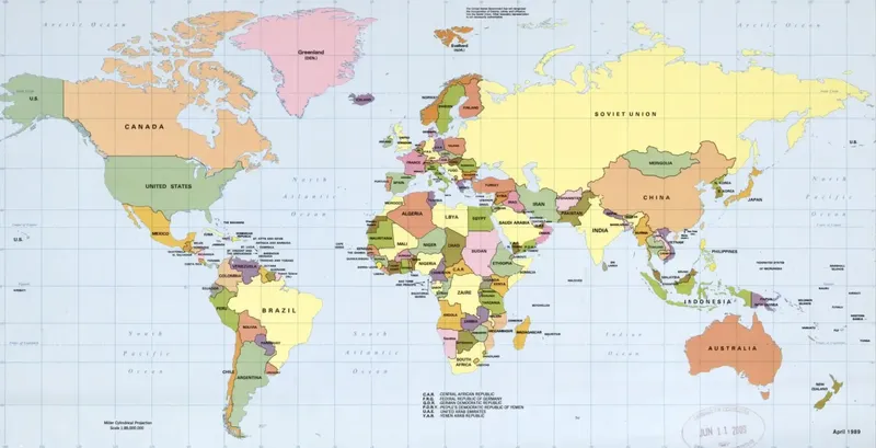 Political map of the world, April 1989