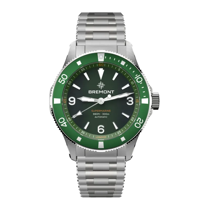 Bremont Supermarine 300m, steel, British vintage green dial (Ref. SM40-ND-SS-GN-B)